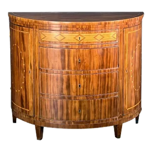 Late 19th Century Danish Neoclassical Style Inlaid Mahogany Demi-Lune Four-Drawer Cabinet