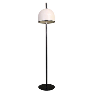 Italian Postmodern Black Metal Floor Lamp with White Metal Lampshade, 1980s