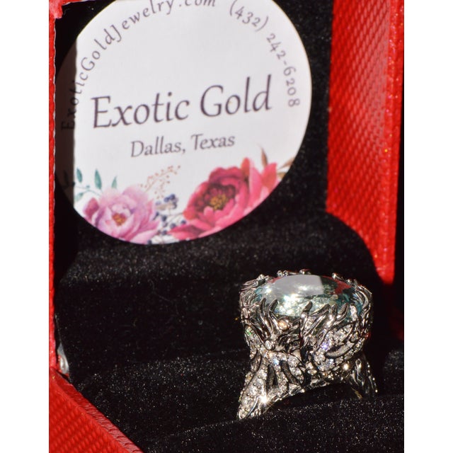 Gia Certified 16.03ct Aquamarine & Diamond 18k Gold Maple Leaf Sculptural Ring, Size 5.25 For Sale - Image 14 of 15