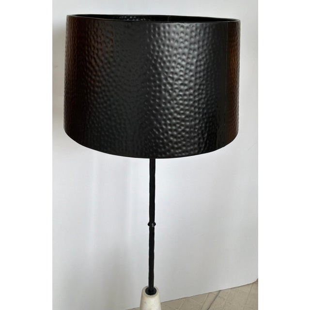 Modern Arteriors Modern Marble and Iron Juneau Floor Lamp For Sale - Image 3 of 4