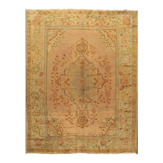Antique Turkish Soft Peachy-Red Oushak Rug, 10' X 12'6 For Sale