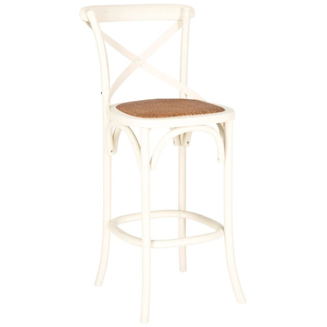 Modern X Back Barstool in Antique White For Sale - Image 3 of 5