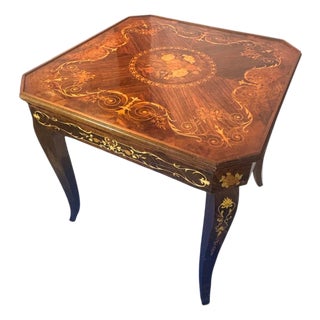 Mid 20th Century Italian Inlaid Walnut Marquetry Multi-Game Table )Chess, Backgammon, Roulette, Cards) With All Game Pieces – Home Game Table For Sale