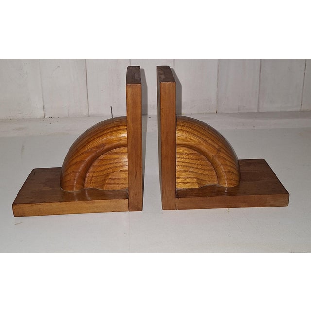 1930s Art Deco German Bookends in Elm Wood, 1930s, Set of 2 For Sale - Image 5 of 5
