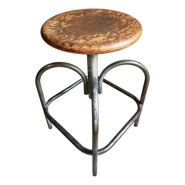 Vintage Industrial French Stool from Heliolith, 1950s For Sale