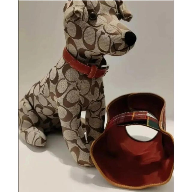 Vintage Coach Leather Signature Stuffed Collectible Khaki Display Dog For Sale - Image 11 of 12