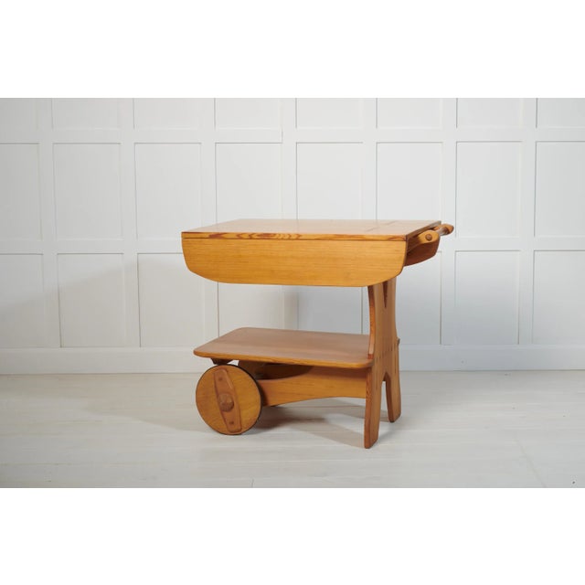 Swedish Pine Serving or Bar Cart, 1960s For Sale - Image 4 of 13