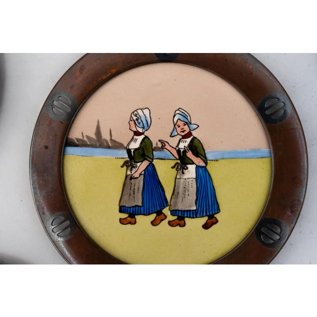 Art Deco Copper and Ceramic Coasters, Vienna, Austria, 1920s, Set of 6 For Sale - Image 10 of 11