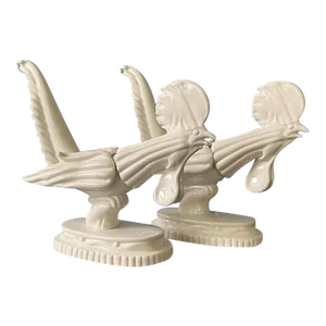 Pair of Early 20th Century Japanese White Glazed Rooster Figures