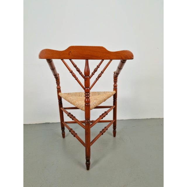 Dutch Bobbin and Rush Corner Chair, 1950s For Sale - Image 6 of 9