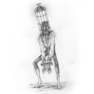 The Famished Vampire by Timothy Von Rueden | Graphite on Mixed Media Paper depicting a vampire in a cage. For Sale