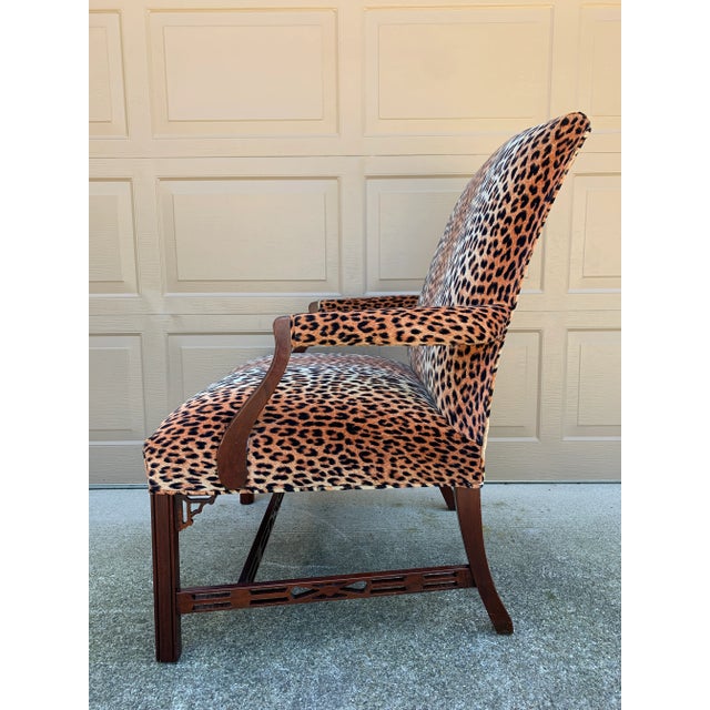 English Chippendale Mahogany Armchair in Leopard Upholstery For Sale - Image 10 of 12