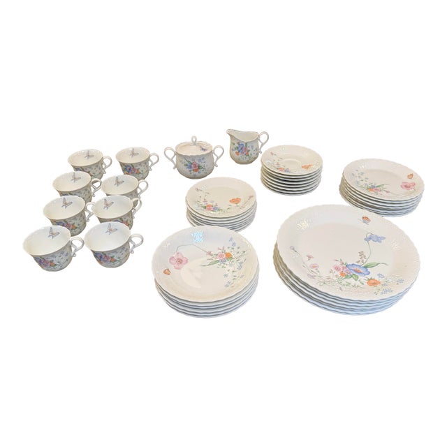 Mikasa “Something Blue” Bone China, Pattern A7051, Set of 47 Pieces For Sale