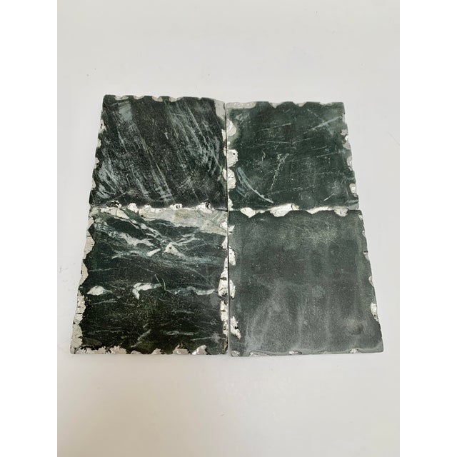 Contemporary 1990s Rugged Set of Black Marbled Square Coaster - Set of Four For Sale - Image 3 of 9