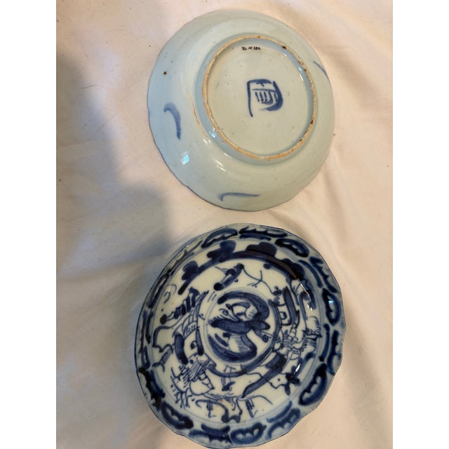 Pair of Antique Chinese Blue and White Porcelain Plates Qing Dynasty, Kanji Era For Sale In Lexington, KY - Image 6 of 9