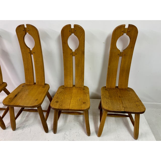 Wood Oak Dining Chairs by De Puydt, 1960s, Set of 4 For Sale - Image 7 of 18