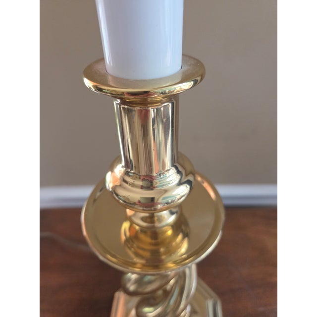 Vintage Solid Brass Barley Twist Lamps For Sale - Image 4 of 9