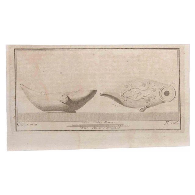 Giovanni Battista Casanova, Oil Lamp with Decoration, Etching, 18th Century For Sale