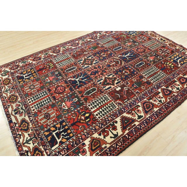 Tribal Bakhtiari Rug 7′ X 10’4” Multicolor Wool Vintage Hand-Knotted Carpet For Sale - Image 3 of 15