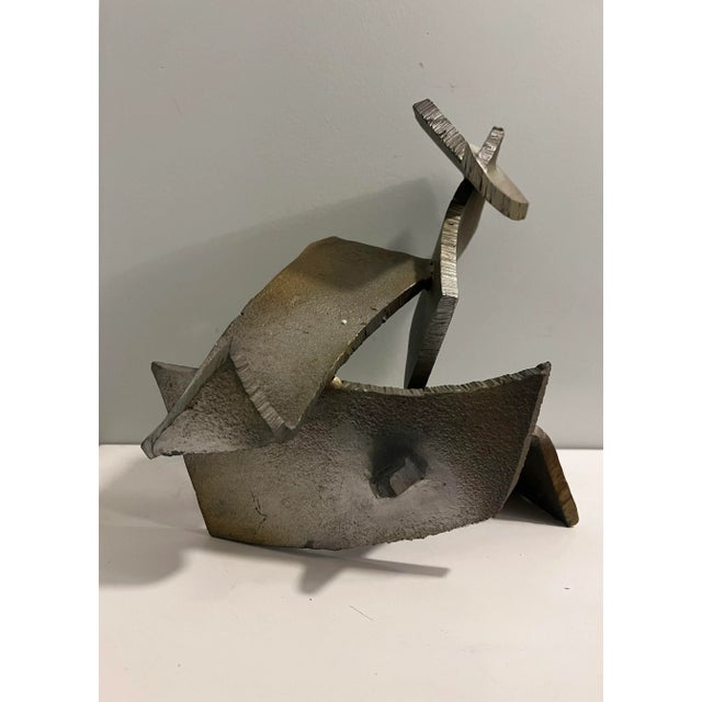 1980s Abstract Industrial Half-Inch Steel Minimalistic Abstract Sculpture For Sale - Image 4 of 8