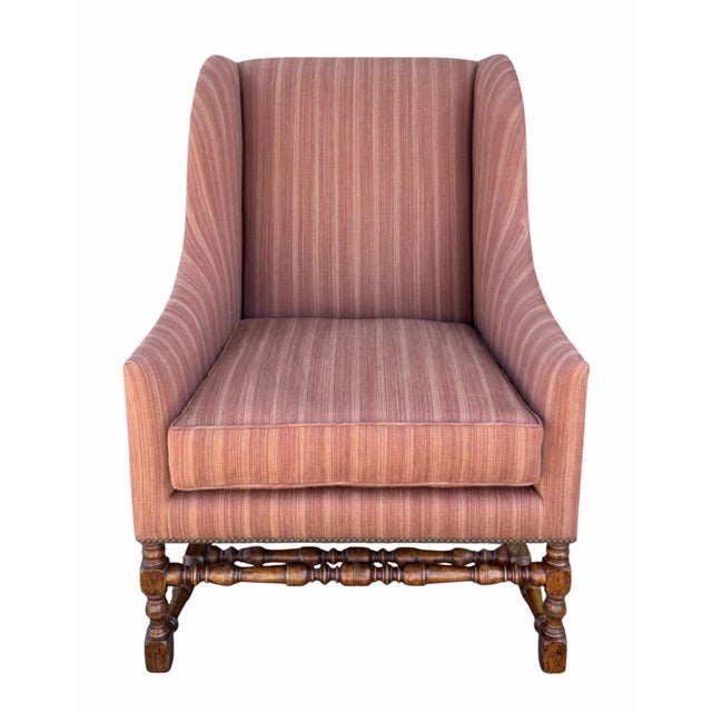 Formations 18th C Style Dennis & Leen Wingback Arm Chair W Elizabeth Eakins Upholstery For Sale - Image 4 of 4