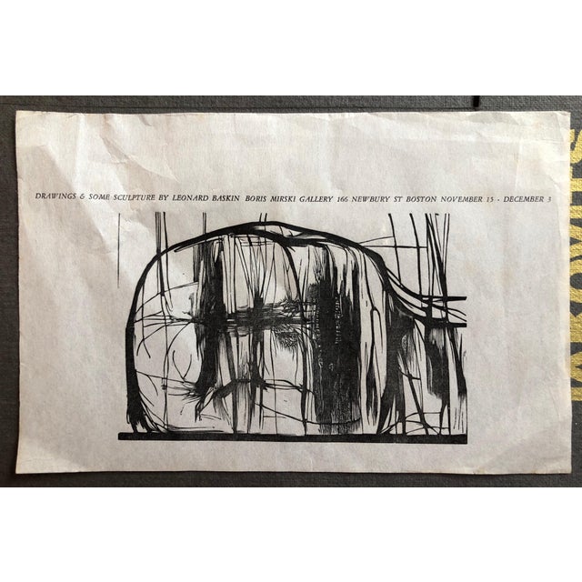 Leonard Baskin, Leonard Baskin Woodblock Broadside Print Woodcut Vintage Poster in Red and Black, 1962 For Sale - Image 4 of 4