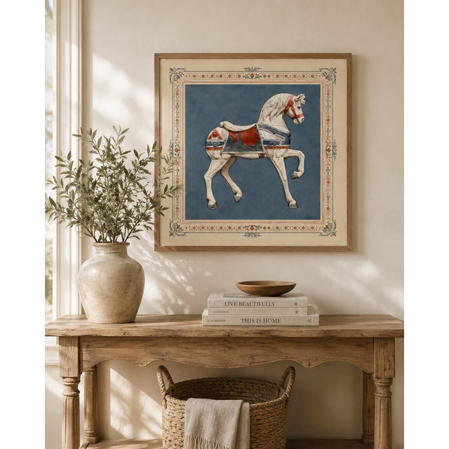 American Atelier Aria Lumae Antique Americana Carousel Horse Fine Art Gallery Board Print With Integrated Decorative Border Design 24 X 24 For Sale - Image 3 of 10