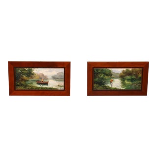 Salvador Caballero Pair of Fishermen Paintings For Sale