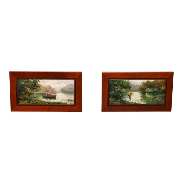 Salvador Caballero Pair of Fishermen Paintings For Sale
