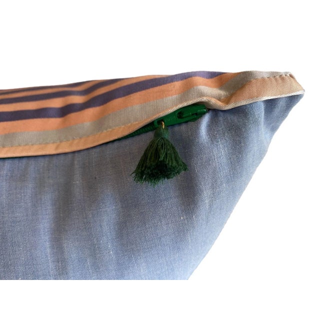 Contemporary Pink, Blue & Peach Striped Pillow Cover For Sale - Image 3 of 3