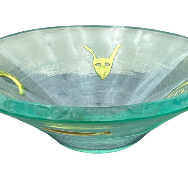 1990s Post-Modern Kiln-Formed Art Glass Bowl Gold W 24k Inlaid by Jeffrey Andrews 1994 For Sale - Image 5 of 7