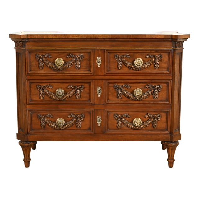 Karges French Regency Louis XVI Burled Walnut Chest of Drawers For Sale