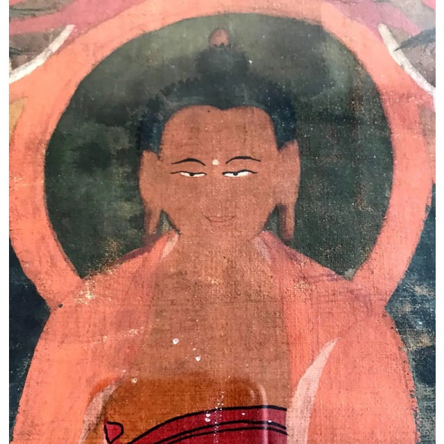 Burnt Orange Framed Tibetan Thankga of Amitabha For Sale - Image 8 of 9