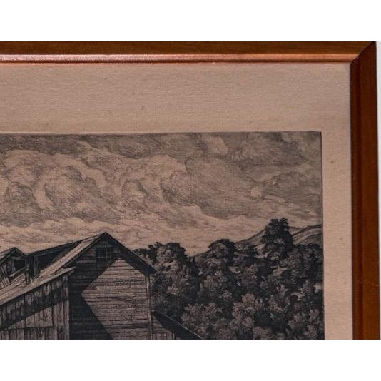 Vintage Luigi Lucioni Hand-Signed Fine Art Etching New England Regionalist Landscape Weathered Vermont Barn Custom Framed For Sale - Image 9 of 12