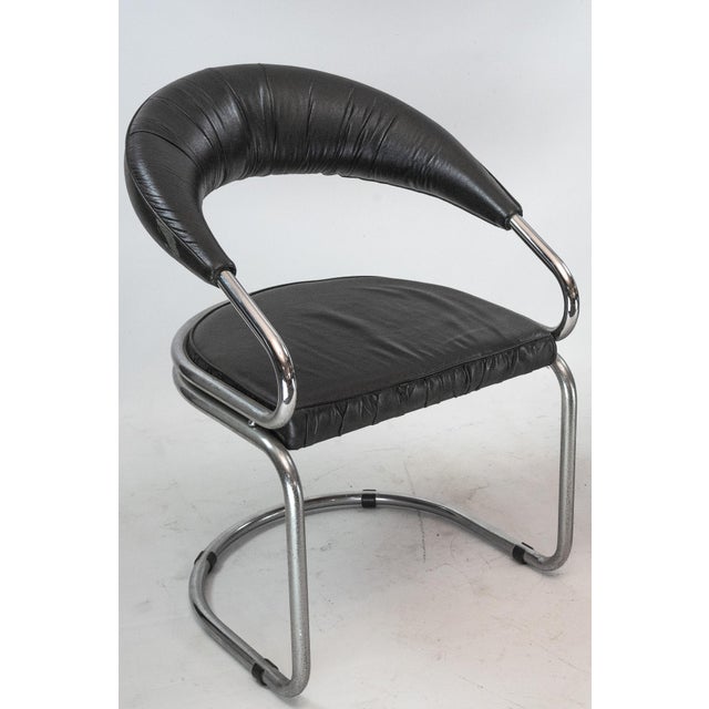 Giotto Stoppino Chrome and Faux Leather Chairs by Giotto Stoppino, Italy, 1970s, Set of 2 For Sale - Image 4 of 13