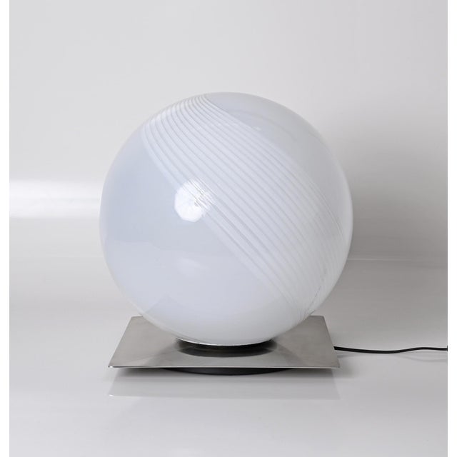 1970s Mid-Century Murano Table Lamp with Steel Base attributed to Lamperti, Italy, 1970s For Sale - Image 5 of 18