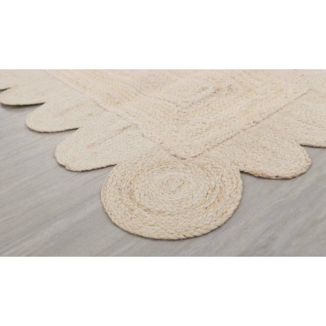 3'x15' Natural White Jute Scallop Hand Made Runner Rug For Sale - Image 11 of 12