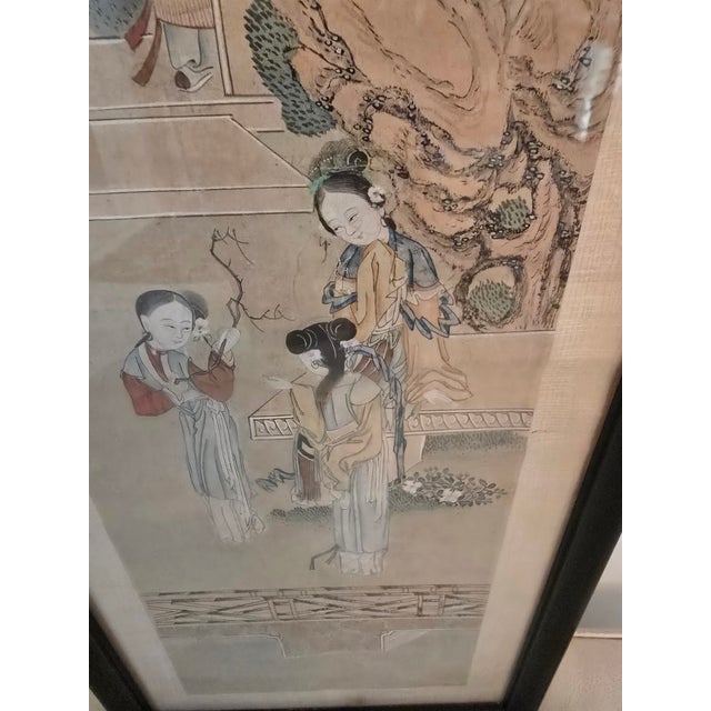 Antique Chinese Pre Mid Century Painting Asian Life For Sale - Image 9 of 12