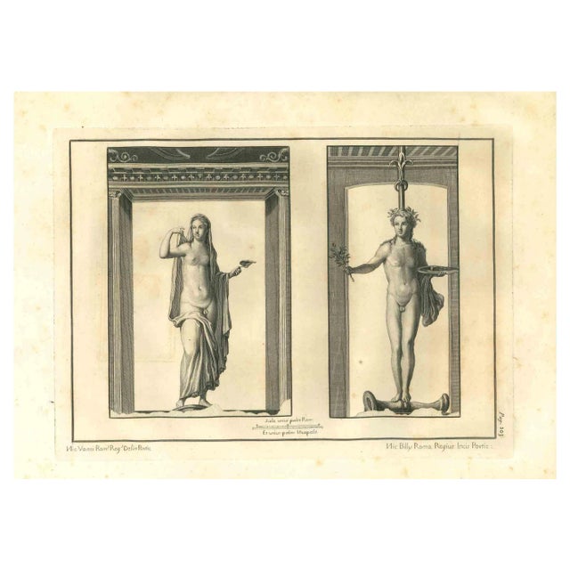 Nicola Billy, Ancient Roman Statues, Original Etching, 18th Century For Sale