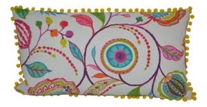 Contemporary Clarke & Clarke Yellow Pom Pom Lumbar Pillow
