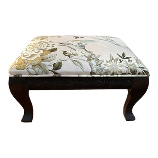 1940’s Petite Carved Upholstered Footstool For Sale