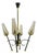French 4-Light Chandelier in Black Metal and Brass, 1960s For Sale