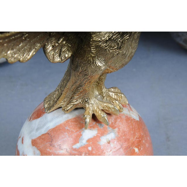 Large Imperial Brass Eagle Figures on Marble Spheres, Set of 2 For Sale - Image 10 of 17