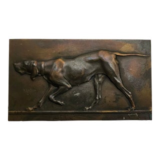 1883 Bronze Medal by Victor Peter "Fauvette, Chienne D'arret", Signed For Sale