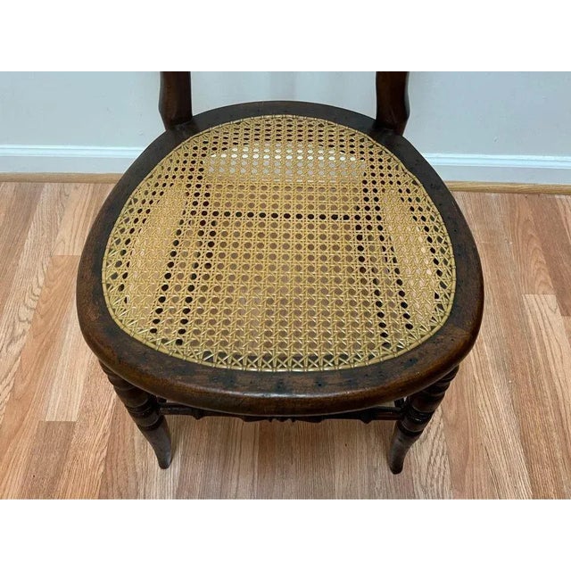 Wood Early 20th Century Victorian Cane Seat Spindle Balloon Back Parlor Chair For Sale - Image 7 of 11