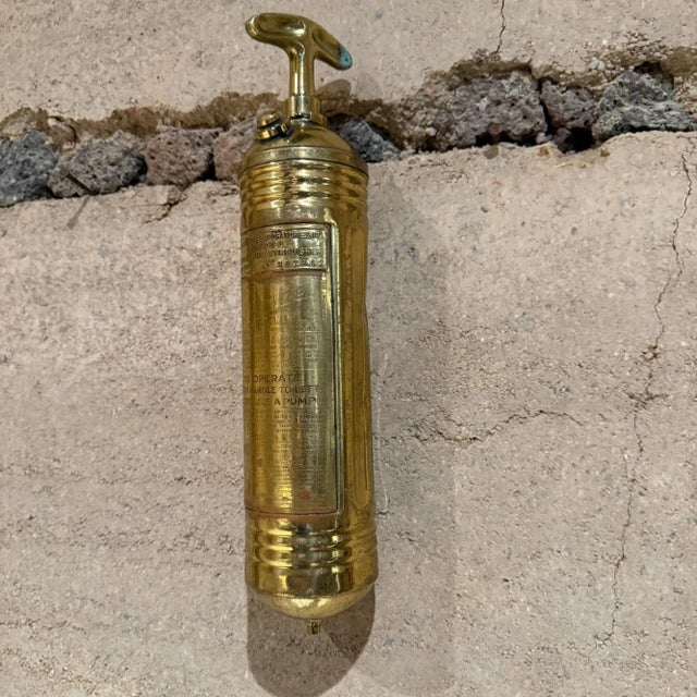 1940s Antique Pyrene Brass Fire Extinguisher Vintage For Sale - Image 5 of 15