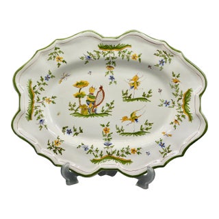 French Moustiers Large Oval Platter Hand Painted For Sale