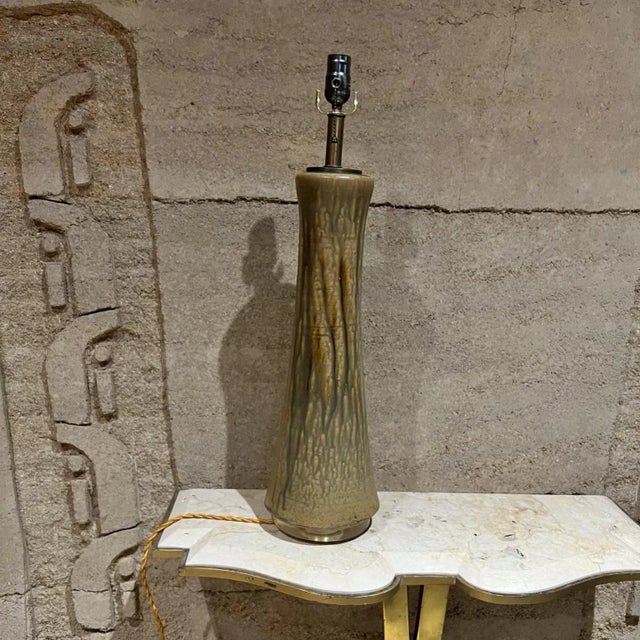 Brown Art Nouveau Vintage Ceramic Table Lamp For Sale - Image 8 of 12