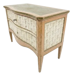 1990s Venetian Style Hand-Painted Serpentine Commode
