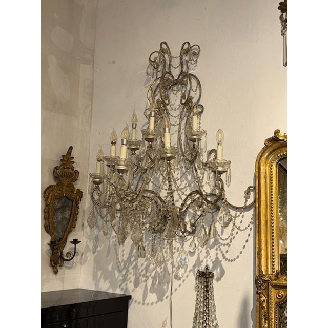 Traditional Early 20th Century Large Italian Beaded Sconces - a Pair For Sale - Image 3 of 7